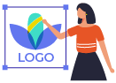 Femme avec logo